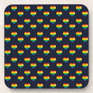 Dessous-de-verre Motif de coeur Rainbow 8 bits