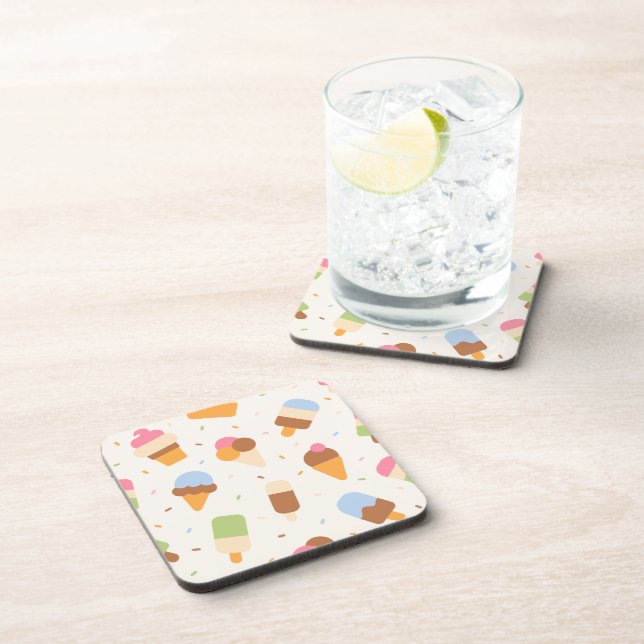 Dessous-de-verre Motif de crème glacée, cône de crème glacée, Popsi (Côté Droit)