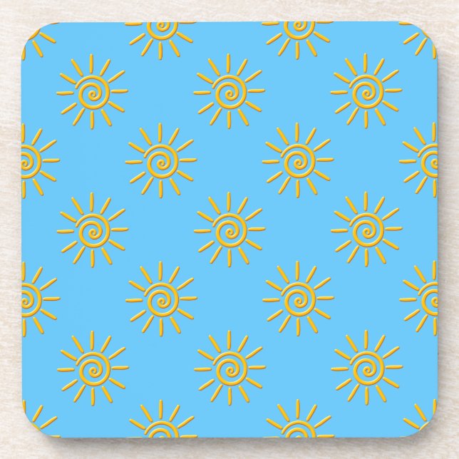 Dessous-de-verre motif de dessin 3D Jaune Sun (Devant)