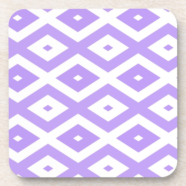 Dessous-de-verre Motif de diamants violet et blanc (Devant)