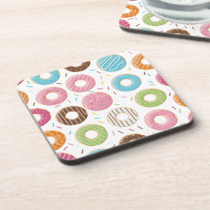 Dessous-de-verre Motif de Donuts Colorés Rétro pour une Fête Amusan