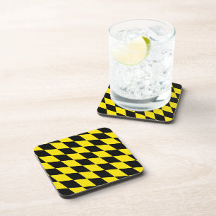 Dessous-de-verre Motif de drapeau diamant Bavière noir et jaune