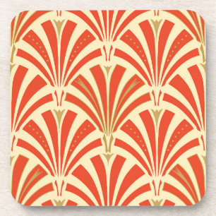 Dessous-de-verre Motif de fan d'art déco - mandarine