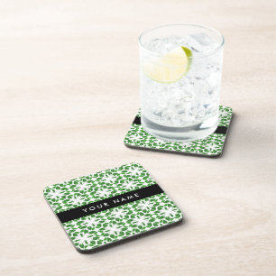 Dessous-de-verre Motif de feuille, Feuilles vertes, Votre nom