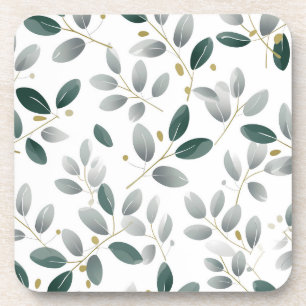 Dessous-de-verre Motif de feuille végétale de l'eucalyptus vert Sag