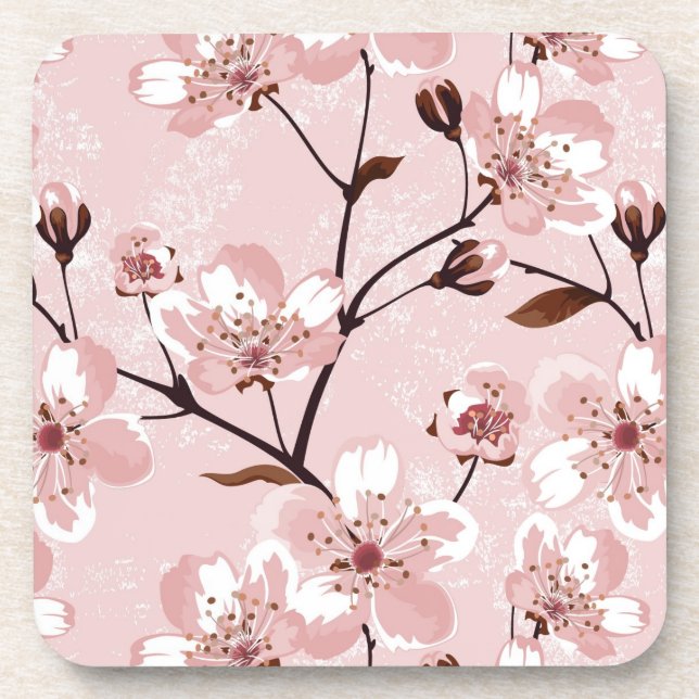 Dessous-de-verre Motif de fleurs de fleurs de cerisier (Devant)