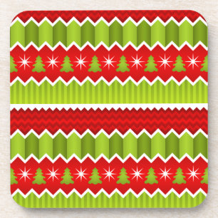Dessous-de-verre Motif De Frappes Chevron Rouge Et Vert Noël
