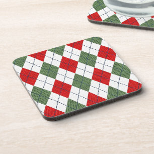 Dessous-de-verre Motif de Jacquard vert et rouge