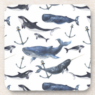 Dessous-de-verre Motif de la baleine et de la Ancre