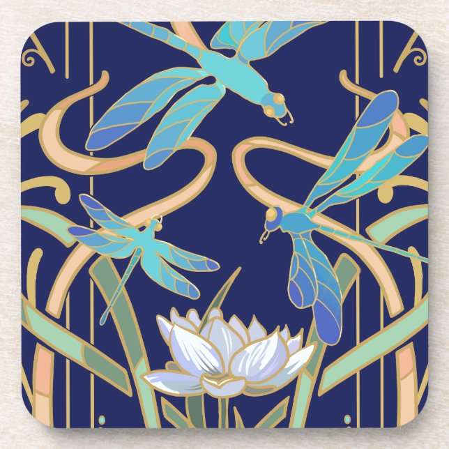 Dessous-de-verre Motif de libellules Art nouveau (Devant)
