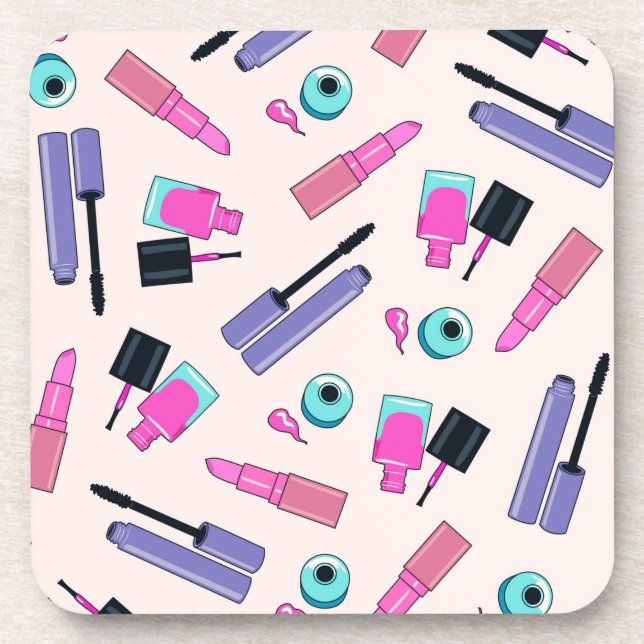 Dessous-de-verre Motif de maquillage rose et violet (Devant)