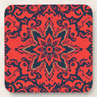 Dessous-de-verre Motif de médaillon persan orné rouge bleu de luxe
