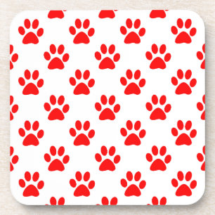 Dessous-de-verre Motif de pattes de chiot rouge