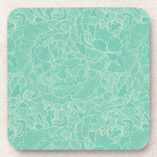 Dessous-de-verre Motif de pivoine de turquoise