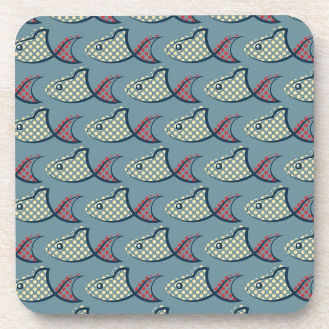 Dessous-de-verre Motif de poissons de point de polka (Devant)