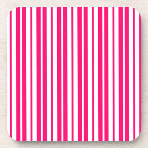 Dessous-de-verre Motif de rayures verticales blanches roses