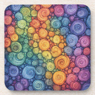 Dessous-de-verre Motif de tourbillon de gribouillis abstrait coloré