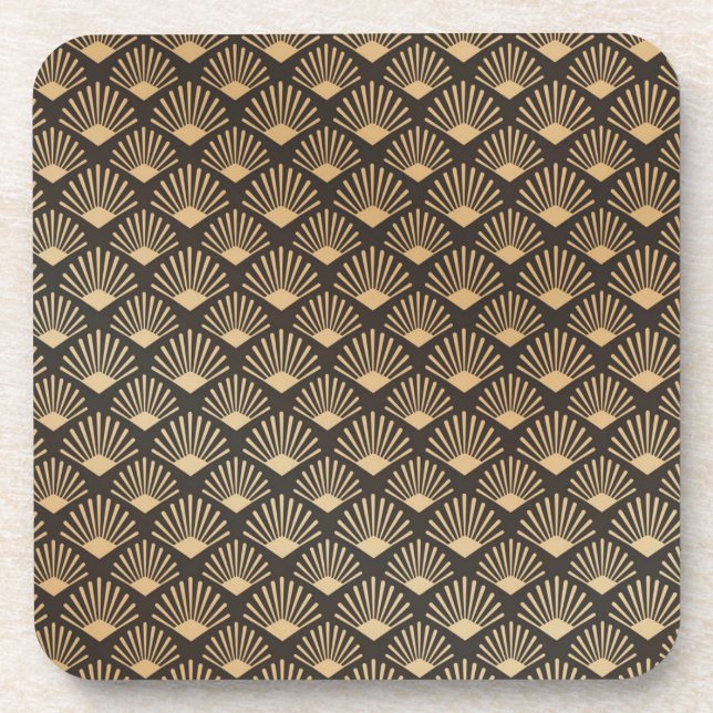 Dessous-de-verre Motif de ventilateur Gatsby Art Déco Vintage (Devant)