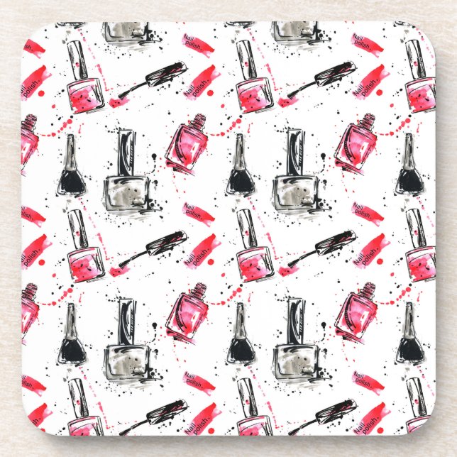 Dessous-de-verre Motif de vernis à ongles d'aquarelle (Devant)