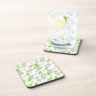 Dessous-de-verre Motif Des Eléphants, Eléphants Mignons - Grey Vert