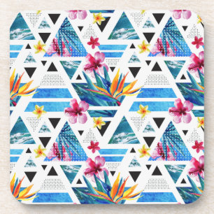 Dessous-de-verre Motif des fleurs tropicales géométriques