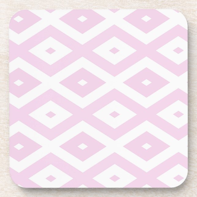 Dessous-de-verre Motif diamant rose pâle et blanc (Devant)