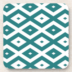 Dessous-de-verre motif diamant turquoise et blanc