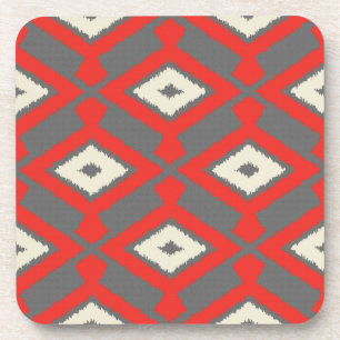 Dessous-de-verre Motif d'Ikat - rouge, gris et beige