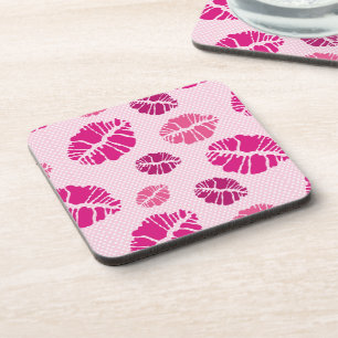 Dessous-de-verre Motif d'impression de forme de baiser de rouge à
