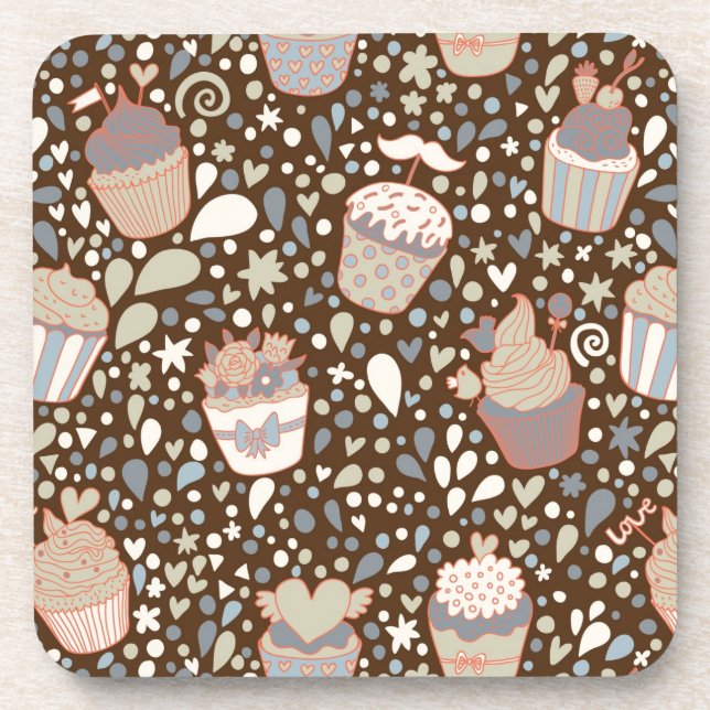 Dessous-de-verre Motif doux fait de petits gâteaux savoureux (Devant)