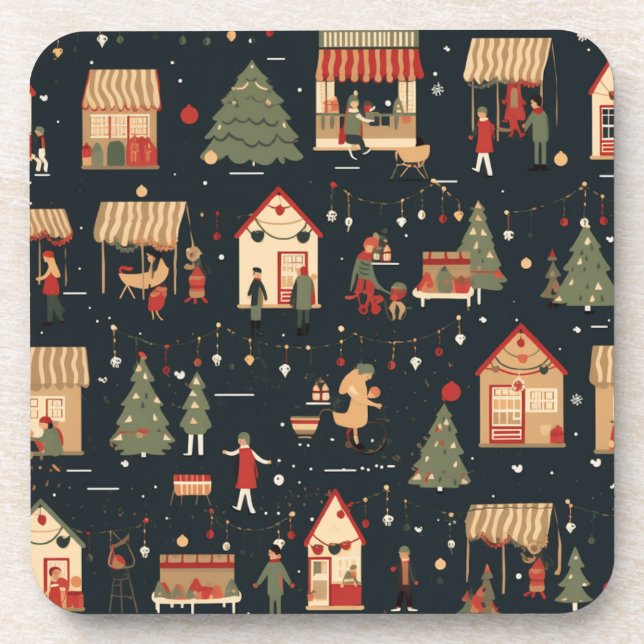 Dessous-de-verre Motif du marché de Noël festif (Devant)