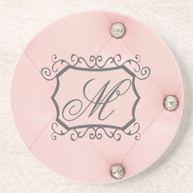 Dessous de verre Motif en cuir verni rose Diamond  (Devant)