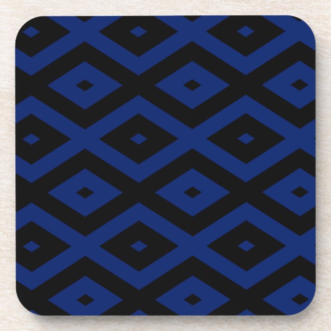 Dessous-de-verre Motif en diamant bleu et noir (Devant)