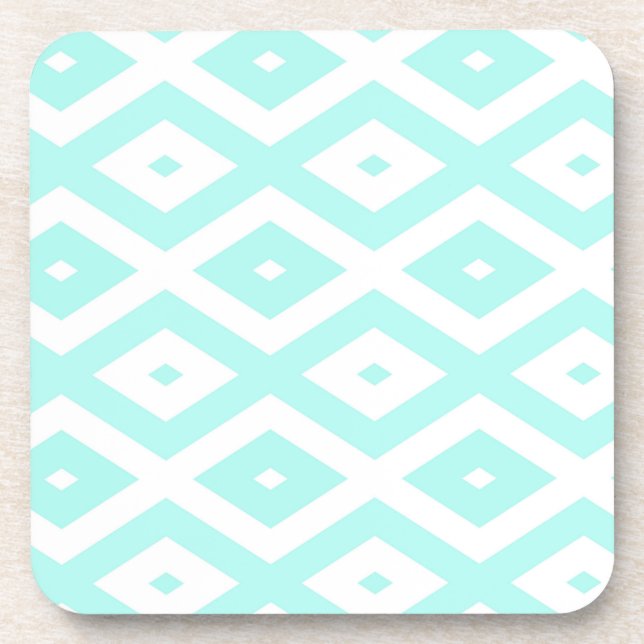 Dessous-de-verre Motif en diamant Turquoise et blanc (Devant)