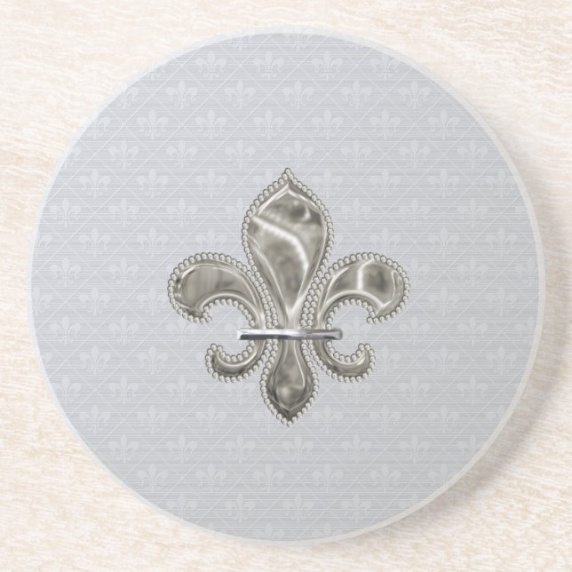 Dessous de verre Motif en grès  Fleur de Lys (Devant)