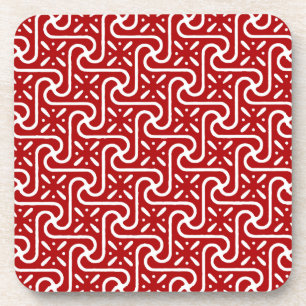 Dessous-de-verre Motif en tuiles égyptiennes, rouge foncé et blanc