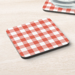 Dessous-de-verre Motif En vichy orange et blanc
