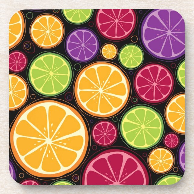 Dessous-de-verre Motif et arrière - plan oranges (Devant)