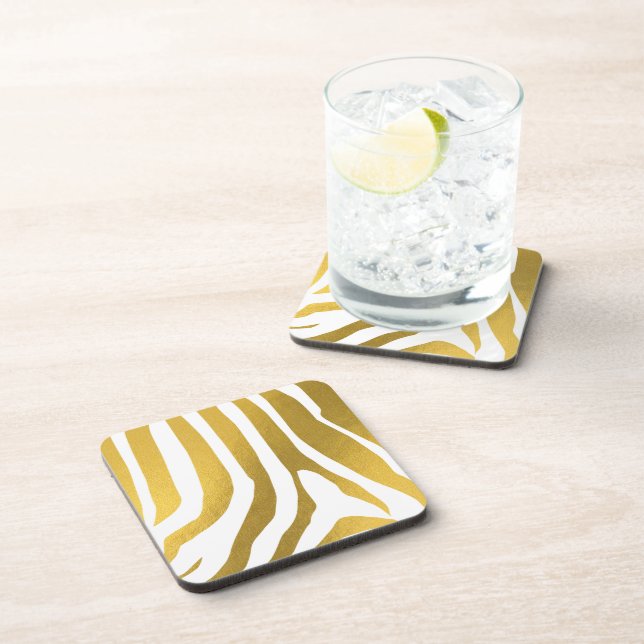 Dessous-de-verre Motif Faux Gold Zebra Print Stripes (Côté Droit)