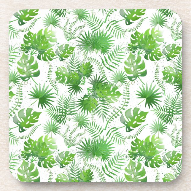 Dessous-de-verre motif Feuille vert 3D 01A Bleu BG (Devant)