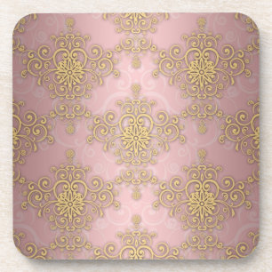 Dessous-de-verre Motif Fille Rose Et Or Damas