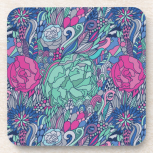 Dessous-de-verre Motif floral coloré de griffonnage