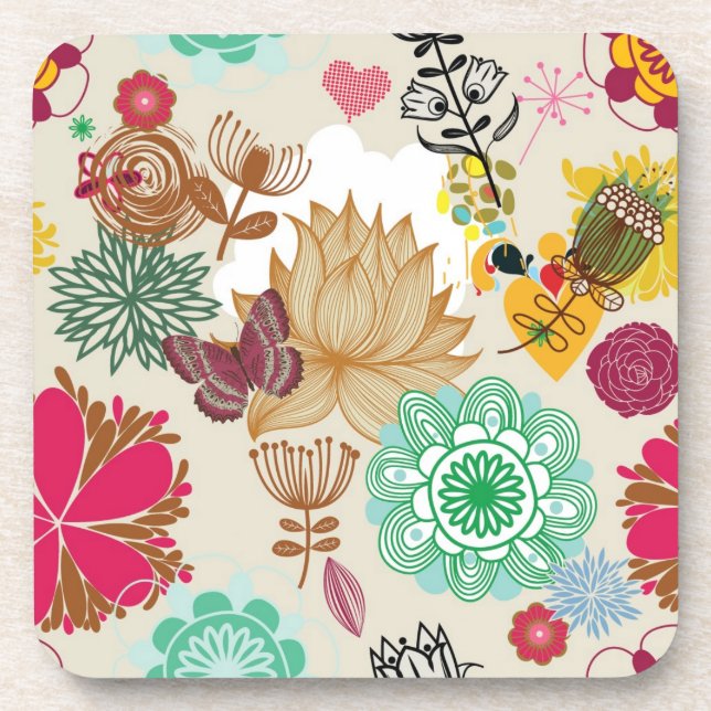 Dessous-de-verre Motif floral dans le rétro style (Devant)