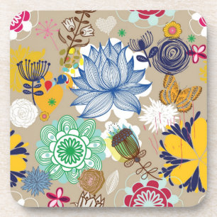 Dessous-de-verre Motif floral dans le rétro style 3