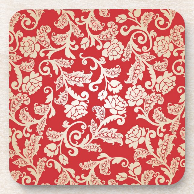 Dessous-de-verre Motif floral d'arrière - plan de damassé (Devant)