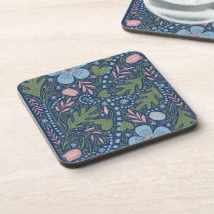 Dessous-de-verre Motif floral d'art folklorique élégant, botanique