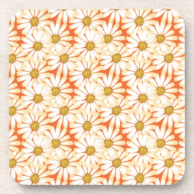 Dessous-de-verre Motif floral de marguerites assez blanches (Devant)