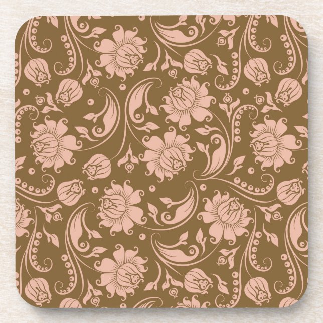 Dessous-de-verre Motif floral de rose et de brun (Devant)