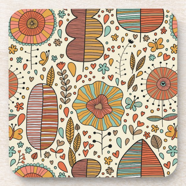 Dessous-de-verre Motif floral d'été fait de feuille (Devant)