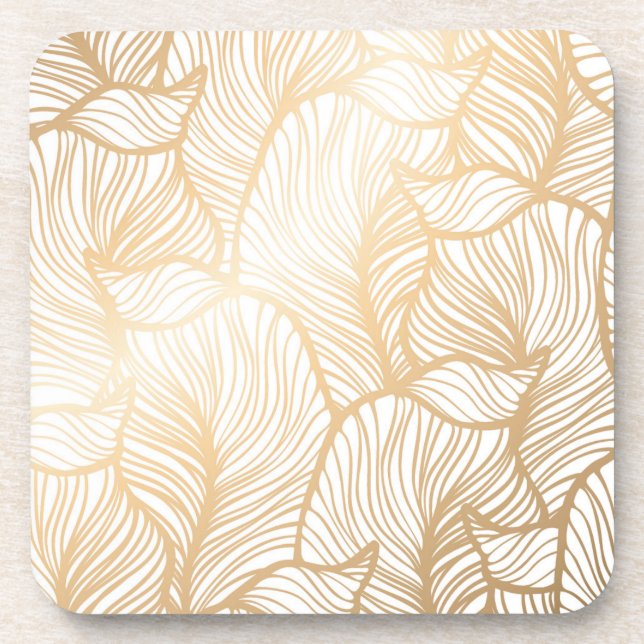 Dessous-de-verre Motif floral d'or de damassé (Devant)
